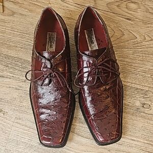 Fratelli Burguny Ostrich Genuine Leather Oxfords